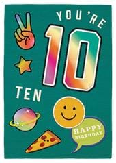 Pizza 10th Birthday Card