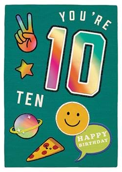 Pizza 10th Birthday Card