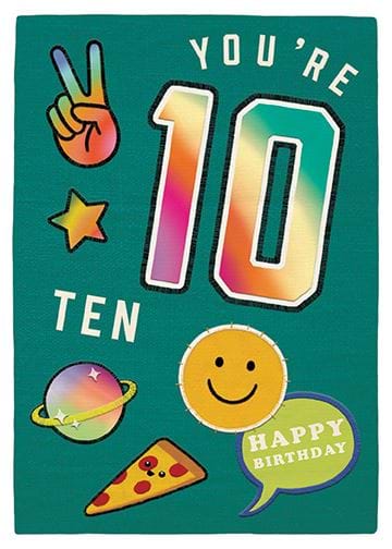 Pizza 10th Birthday Card