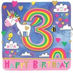 Unicorn 3rd Birthday Card