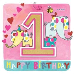 Elephants 1st Birthday Card