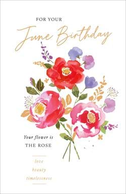 Rose June Birthday Card