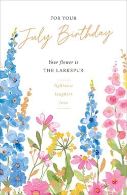 Larkspur July Birthday Card