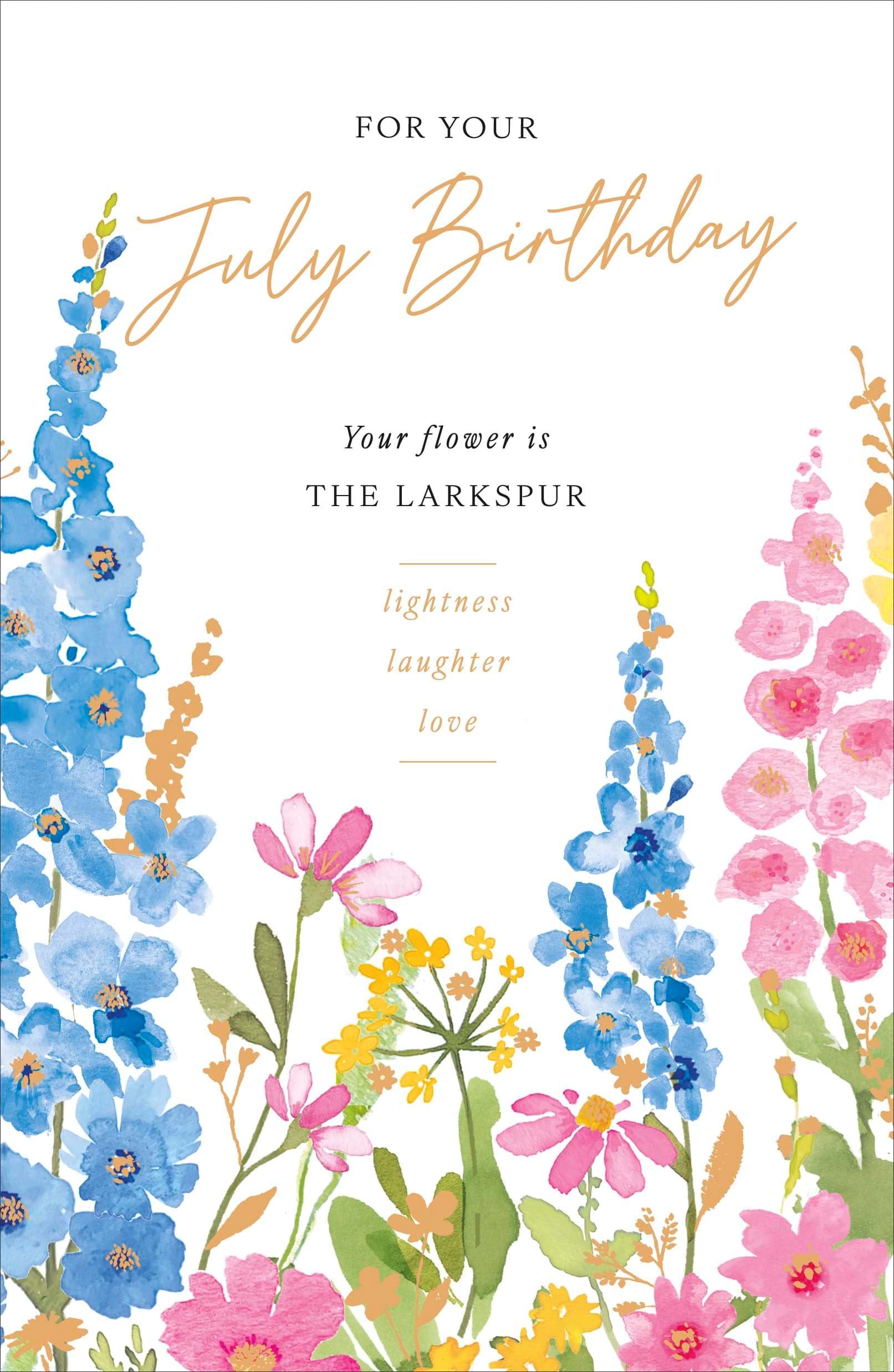 Larkspur July Birthday Card