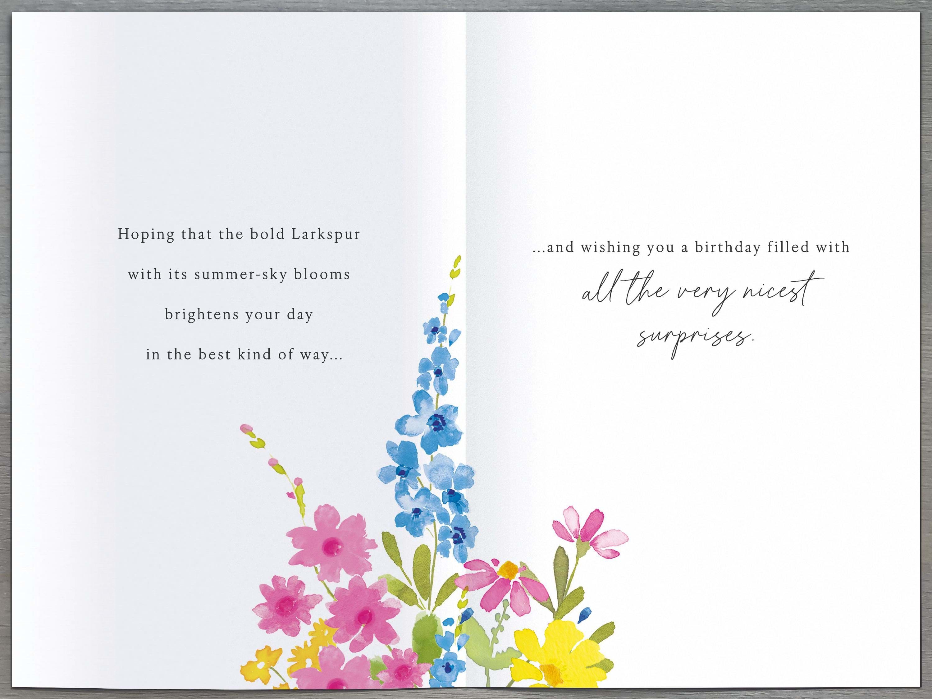 Larkspur July Birthday Card