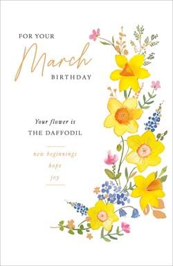 Daffodil March Birthday Card
