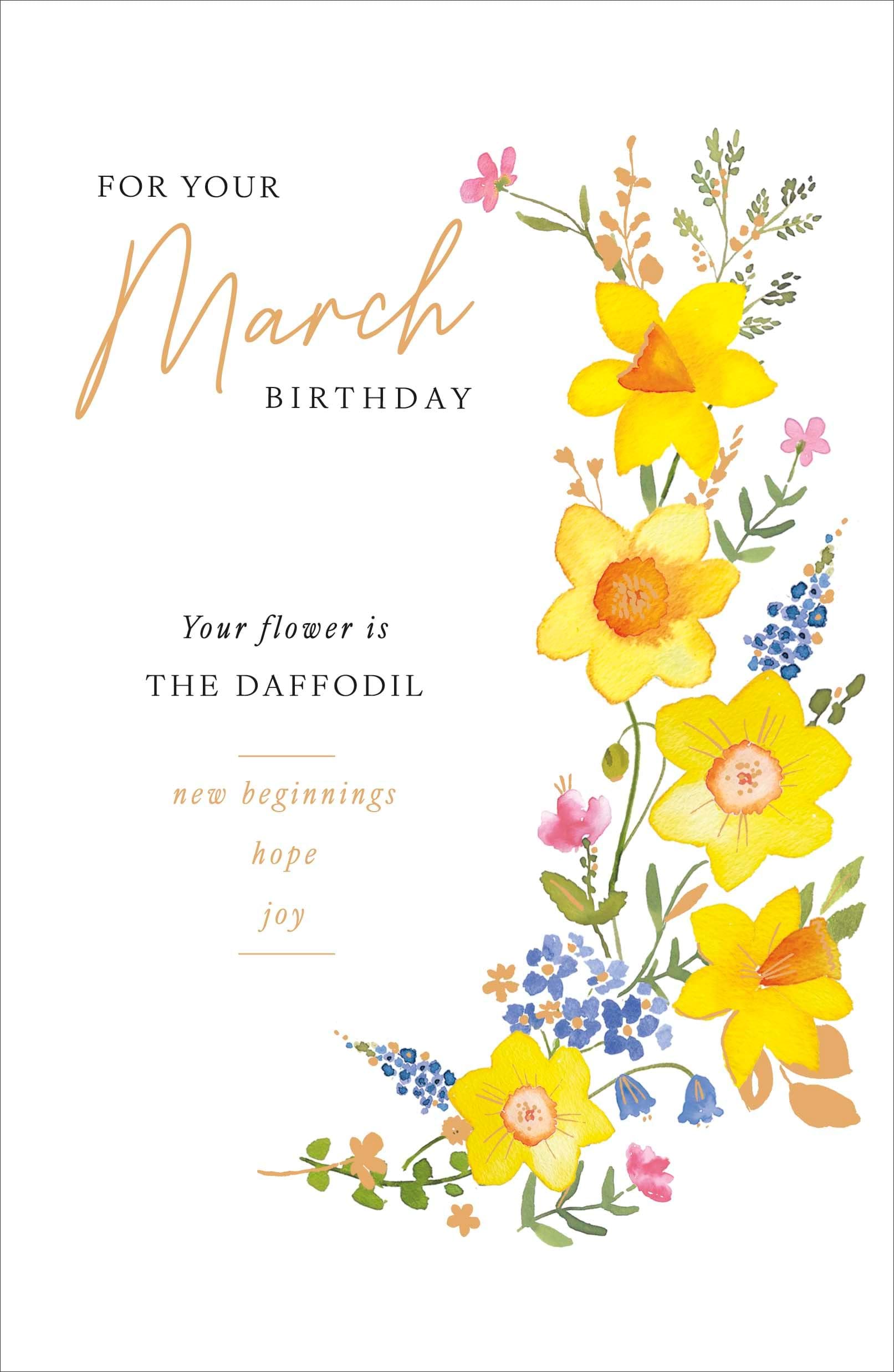 Daffodil March Birthday Card