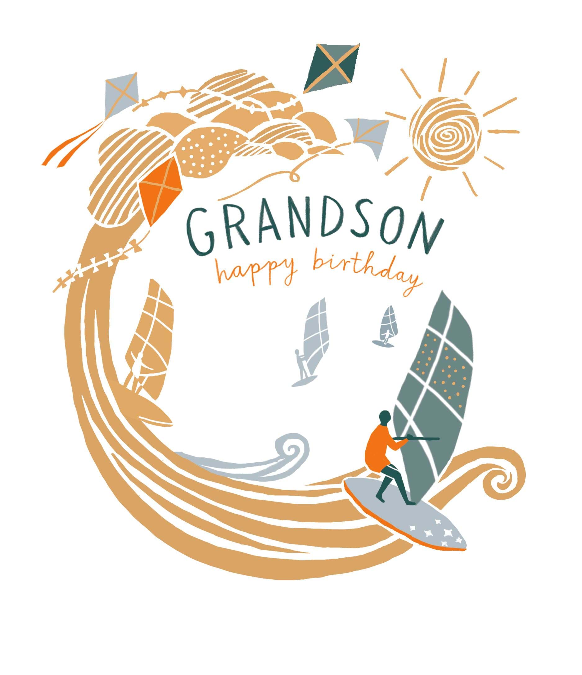 Windsurfing Grandson Birthday Card
