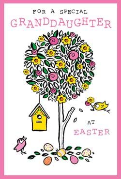 Floral Tree Granddaughter Easter Card