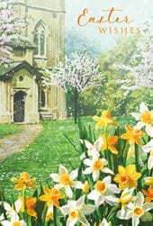 Church Daffodils Easter Card