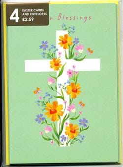 Floral Cross Easter Cards - Pack of 4