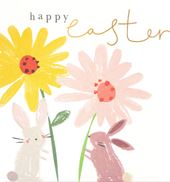 Bunnies and Flowers Easter Card