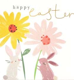 Bunnies and Flowers Easter Card