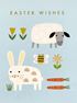 Sheep and Rabbit Easter Cards - Pack of 5