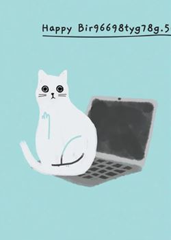 Laptop Cat Birthday Card