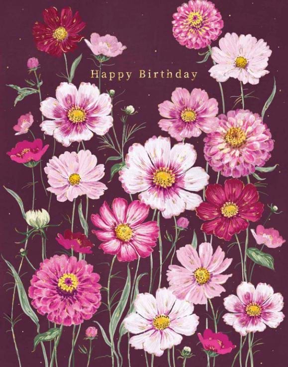 Fields Of Pink Birthday Card