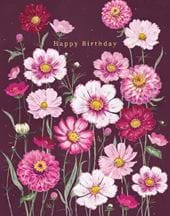 Fields Of Pink Birthday Card