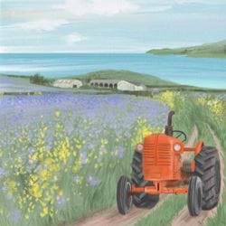 Lavender Tractor Greeting Card