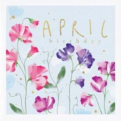 Sweet Pea Blooms April Birthday Card