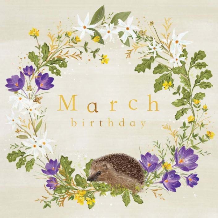 Hedgehog March Birthday Card