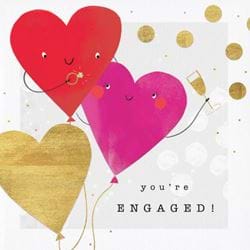 Heart Balloons Engagement Card