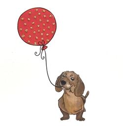 Pup and Balloon Greeting Card