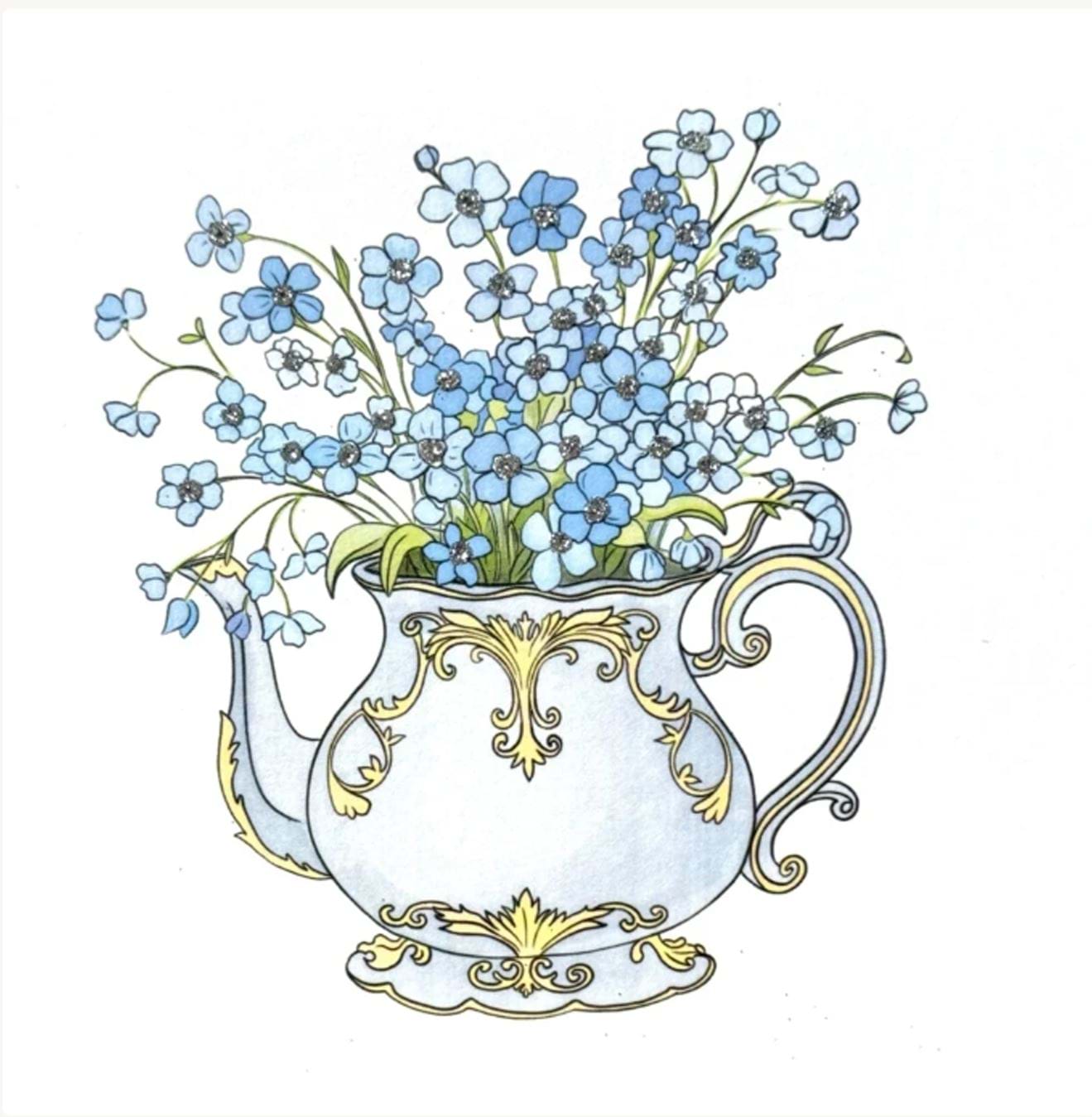 Blue Flowers Greeting Card