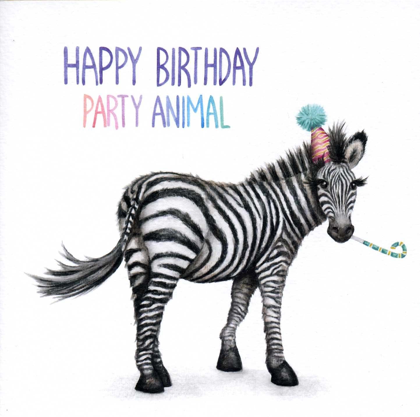 Party Animal Zebra Birthday Card