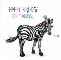 Party Animal Zebra Birthday Card