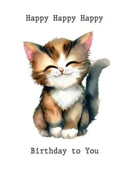 Happy Cat Birthday Card