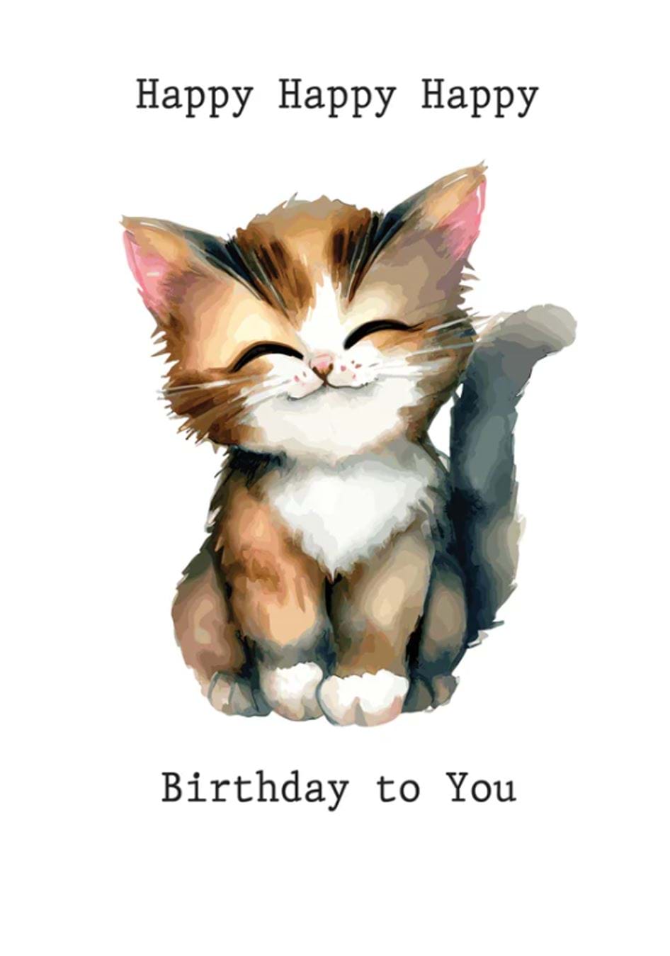 Happy Cat Birthday Card