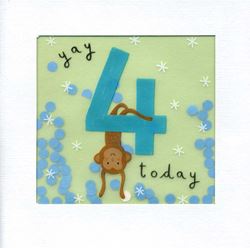 Monkey 4th Birthday Card