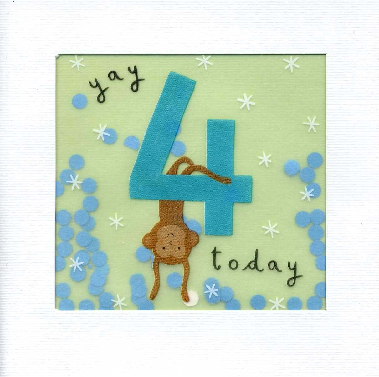 Monkey 4th Birthday Card