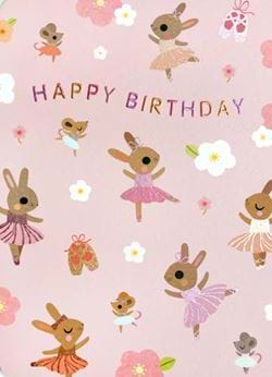 Ballet Bunnies Birthday Card