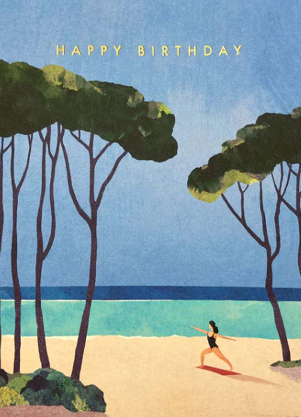 Beach Yoga Birthday Card