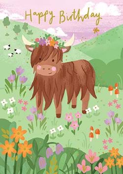 Highland Cow Birthday Card