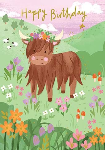 Highland Cow Birthday Card