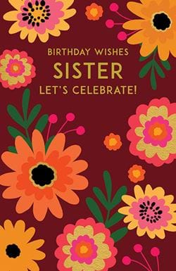 Floral Sister Birthday Card