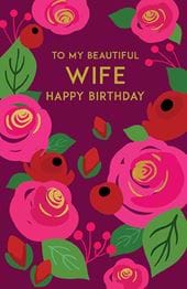 Roses Wife Birthday Card