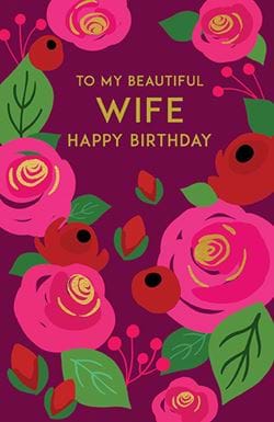 Roses Wife Birthday Card