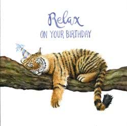 Relaxing Tiger Birthday Card