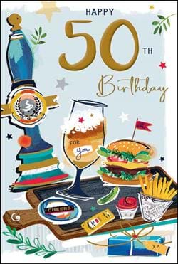 Beer and a Pint 50th Birthday Card