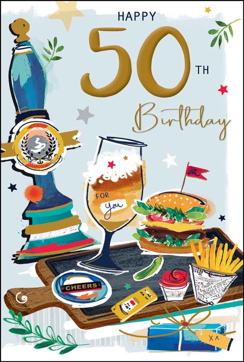Beer and a Pint 50th Birthday Card