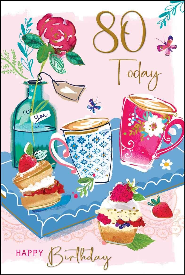 Afternoon Tea 80th Birthday Card