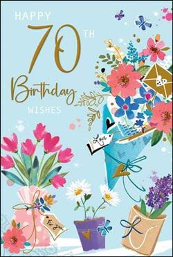 Flowers 70th Birthday Card