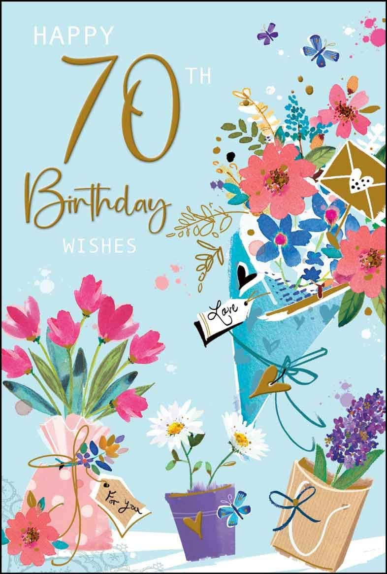 Flowers 70th Birthday Card