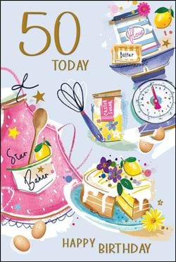 Baking 50th Birthday Card