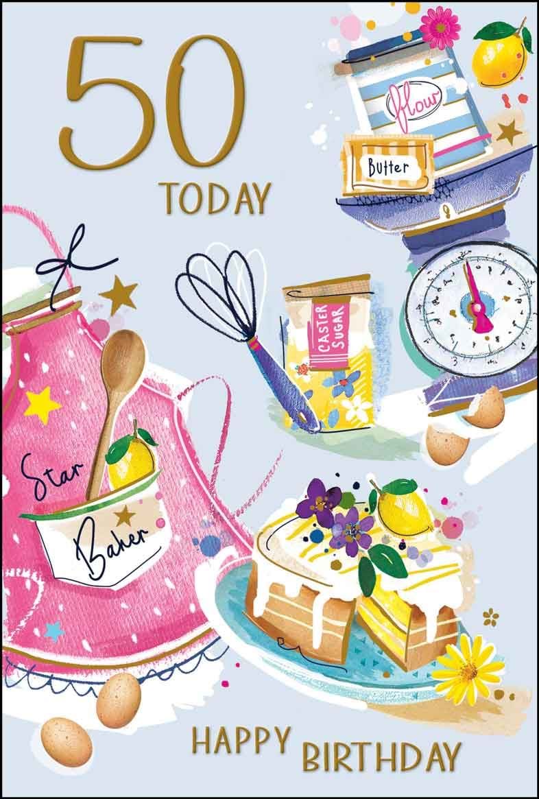 Baking 50th Birthday Card
