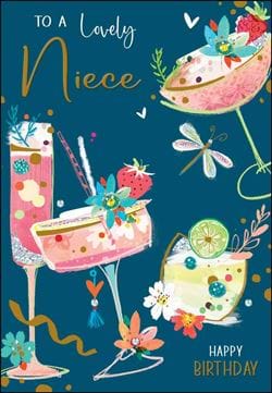 Cocktails Niece Birthday Card