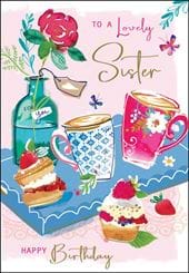 Tea and Cakes Sister Birthday Card